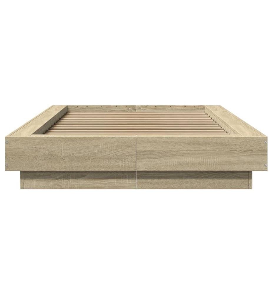 Bettgestell mit LED Sonoma-Eiche 100x200 cm Holzwerkstoff