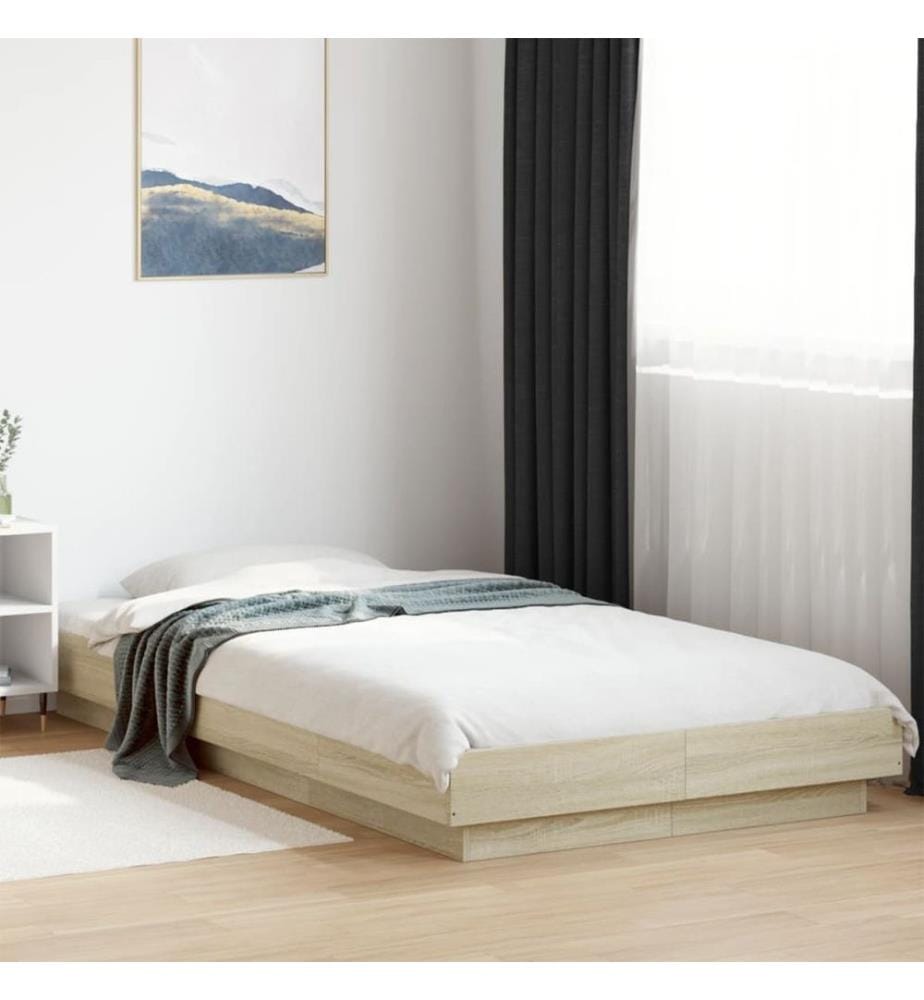 Bettgestell mit LED Sonoma-Eiche 75x190 cm Holzwerkstoff
