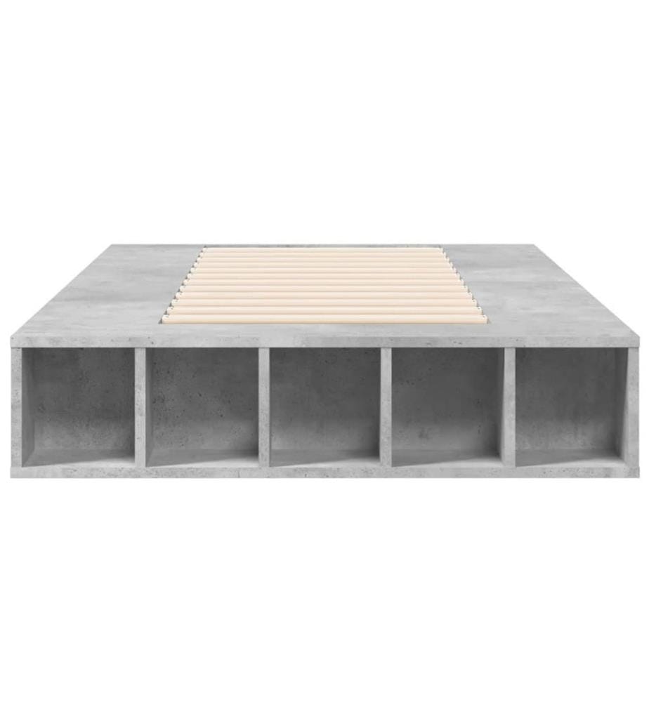 Cadre de lit gris béton 90x190 cm bois d'ingénierie
