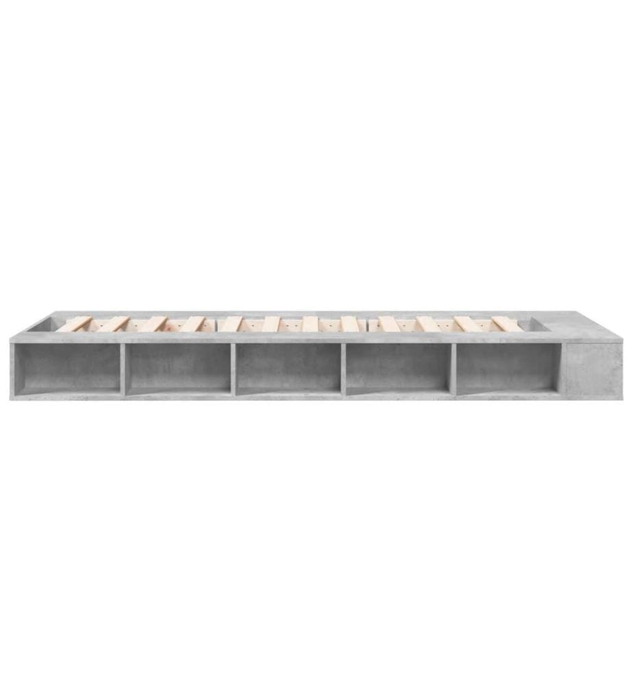 Cadre de lit gris béton 90x190 cm bois d'ingénierie