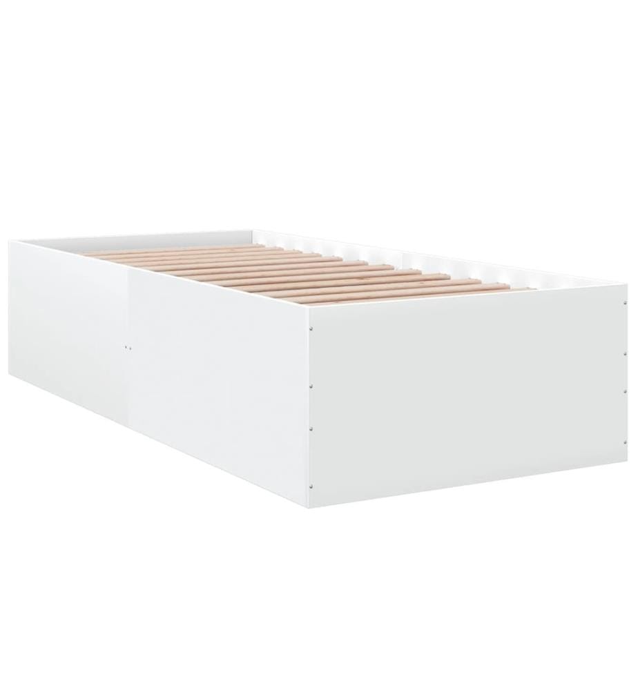 Cadre de lit blanc 90x200 cm bois d'ingénierie