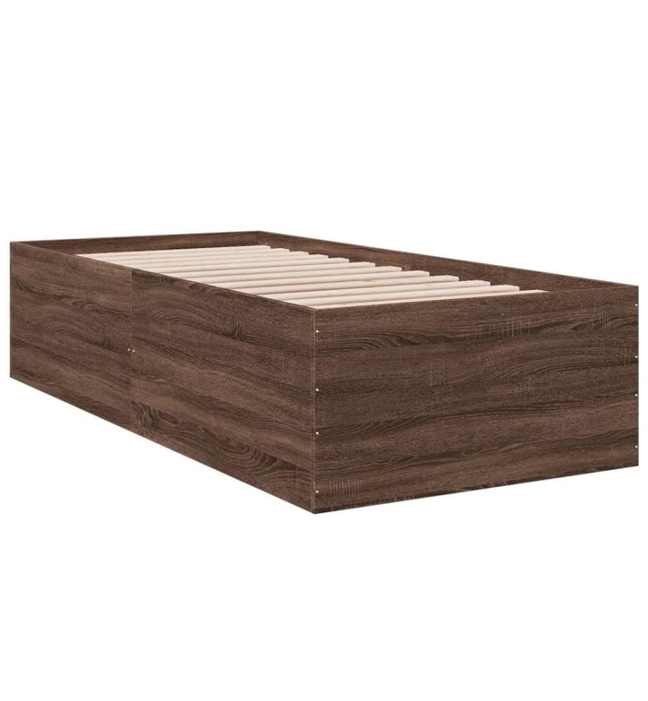 Cadre de lit chêne marron 90x200 cm bois d'ingénierie