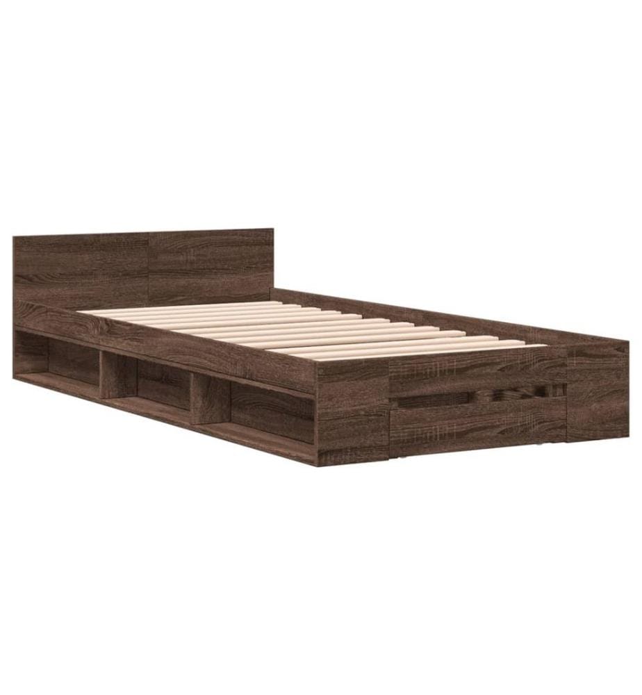 Cadre de lit et tiroir chêne marron 90x200 cm bois d'ingénierie