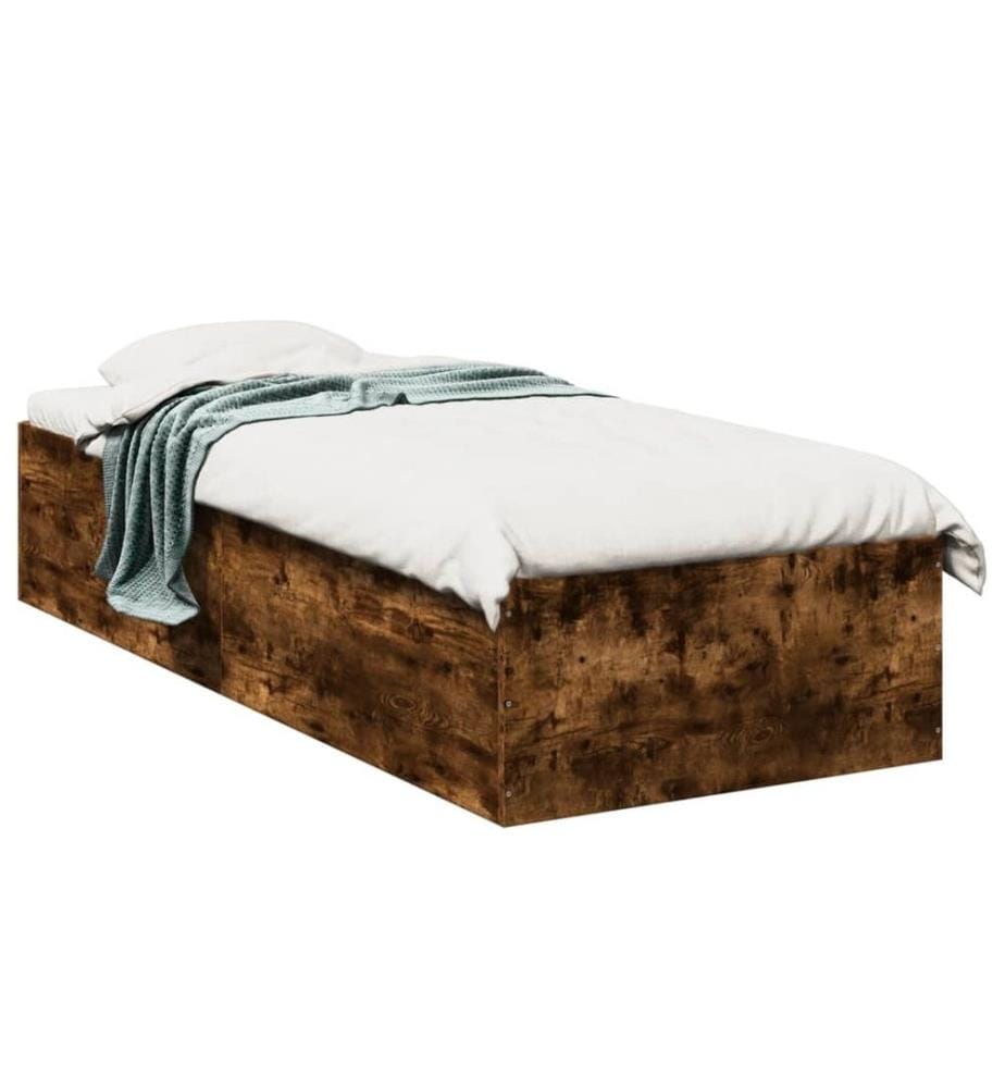 Bettgestell Räuchereiche 100x200 cm Holzwerkstoff