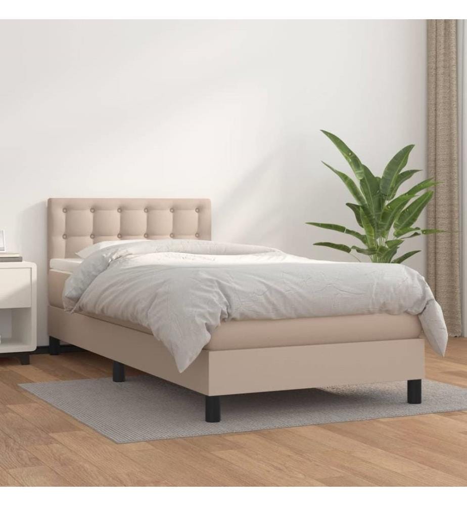 Sommier à lattes de lit avec matelas Cappuccino 90x190 cm