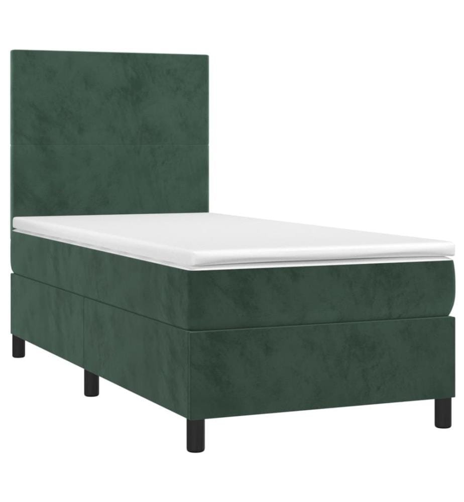 Sommier à lattes de lit avec matelas Vert foncé 90x200 cm