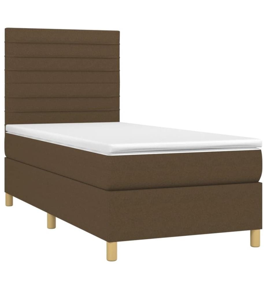 Boxspringbett mit Matratze & LED Dunkelbraun 90x190 cm Stoff