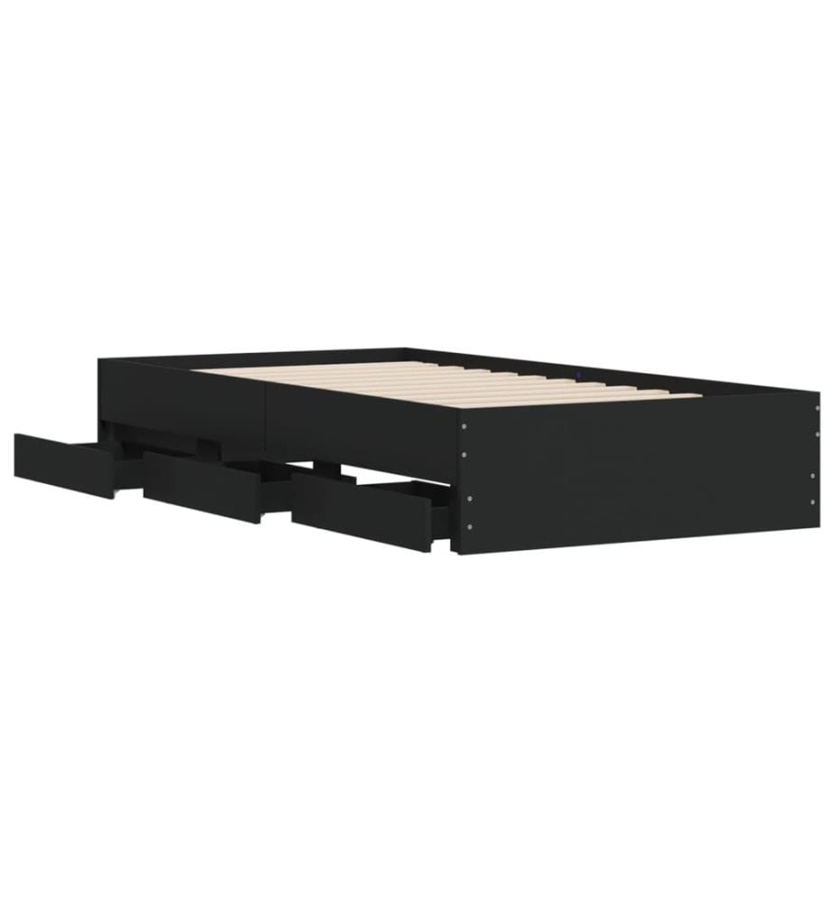 Bettgestell mit Schubladen Schwarz 90x190 cm Holzwerkstoff