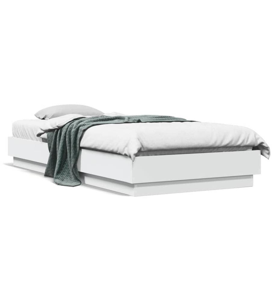 Bettgestell mit LED-Leuchten Weiss 100x200 cm