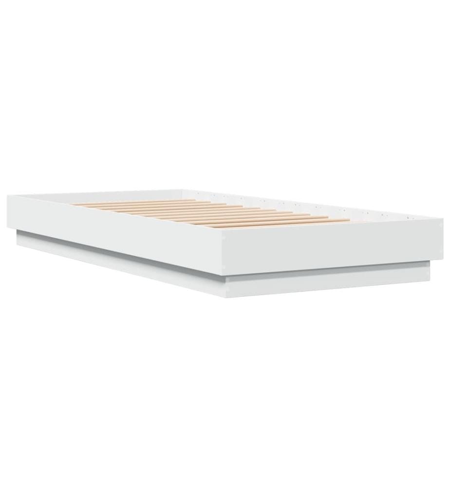 Bettgestell mit LED-Leuchten Weiss 100x200 cm