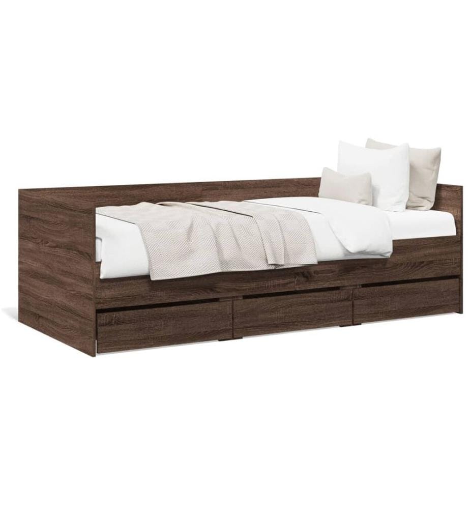Tagesbett Schubladen Braun Eiche-Optik 75x190 cm Holzwerkstoff