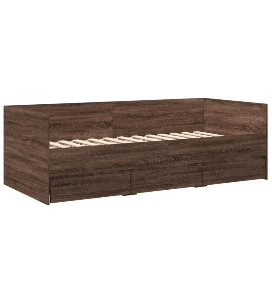 Tagesbett Schubladen Braun Eiche-Optik 75x190 cm Holzwerkstoff