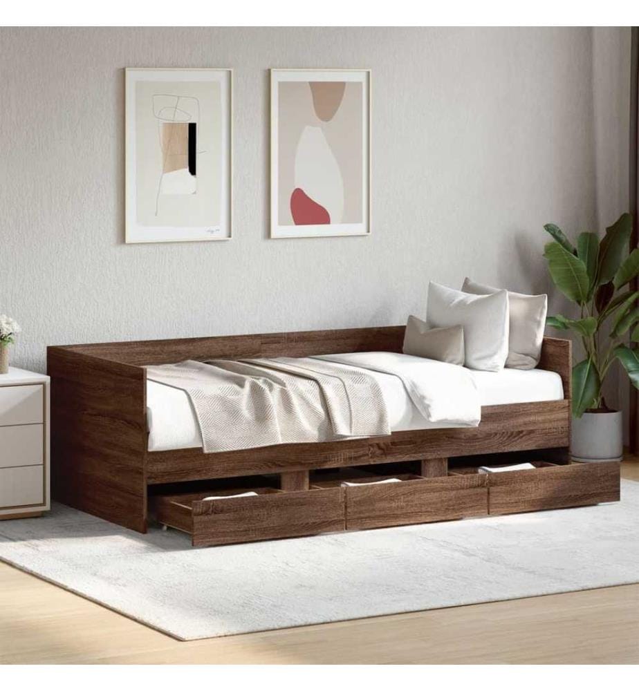 Tagesbett Schubladen Braun Eiche-Optik 75x190 cm Holzwerkstoff