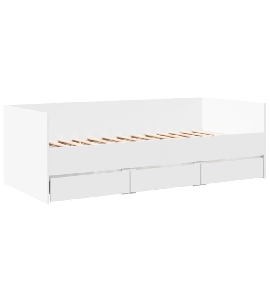 Lit de jour avec tiroirs blanc 90x190 cm bois d'ingénierie