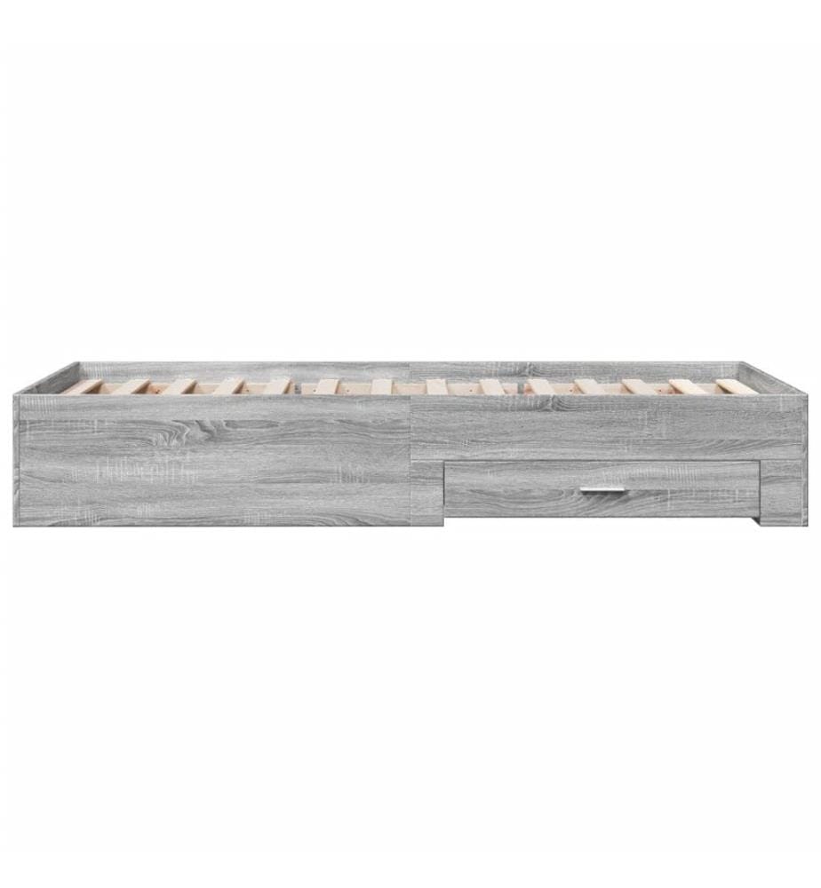 Cadre de lit et tiroirs sonoma gris 90x200 cm bois d'ingénierie