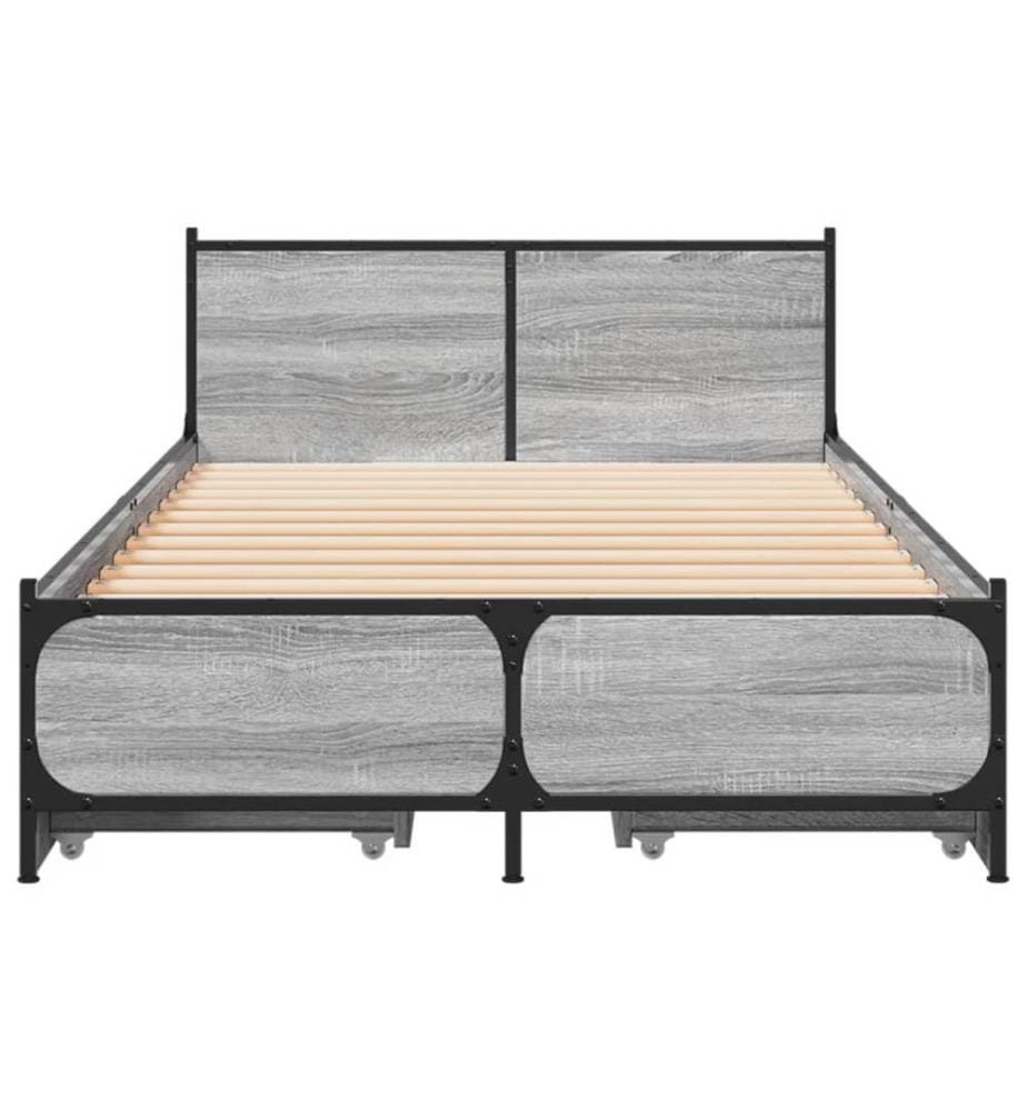 Bettgestell mit Schubladen Grau Sonoma 100x200 cm Holzwerkstoff