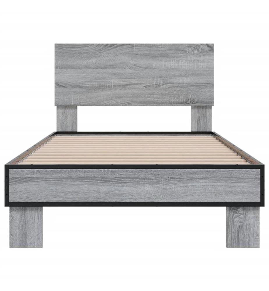 Cadre de lit sonoma gris 75x190 cm bois d'ingénierie et métal