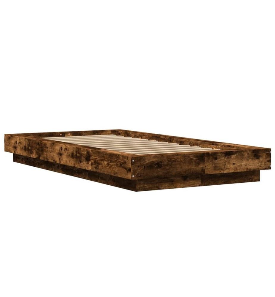 Bettgestell mit LED Räuchereiche 75x190 cm Holzwerkstoff