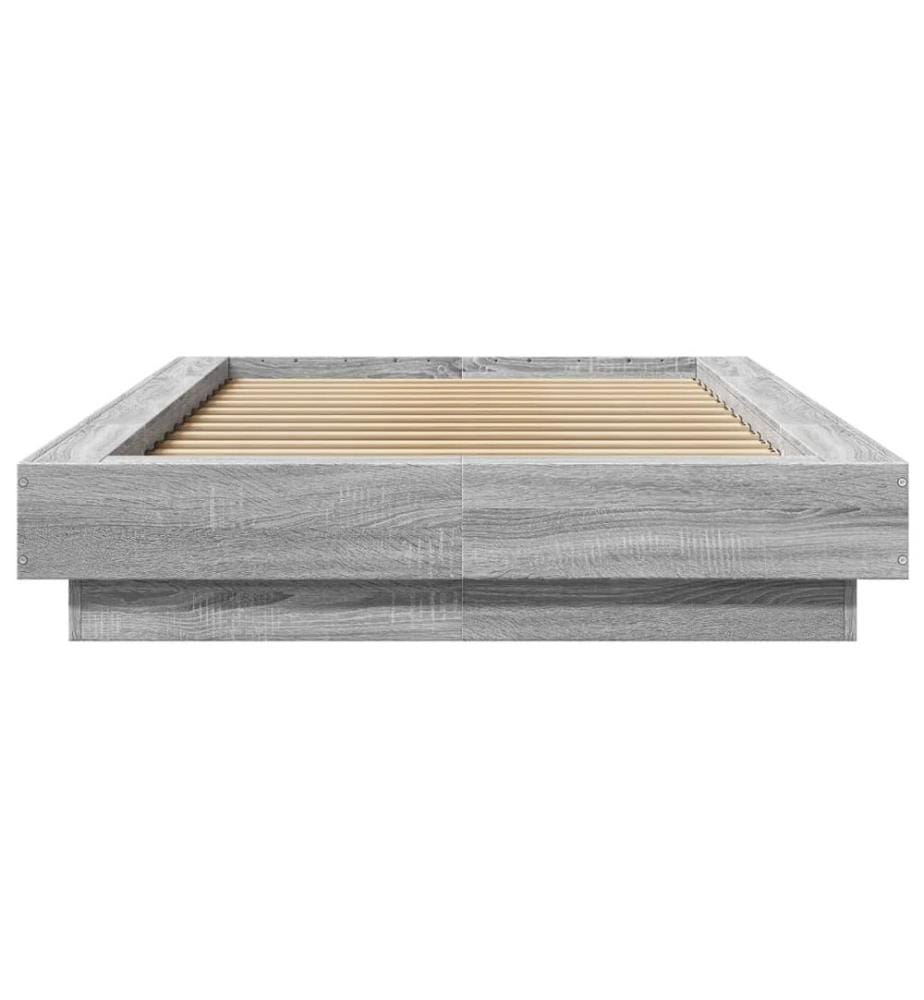 Cadre de lit avec lumières LED sonoma gris 90x200 cm