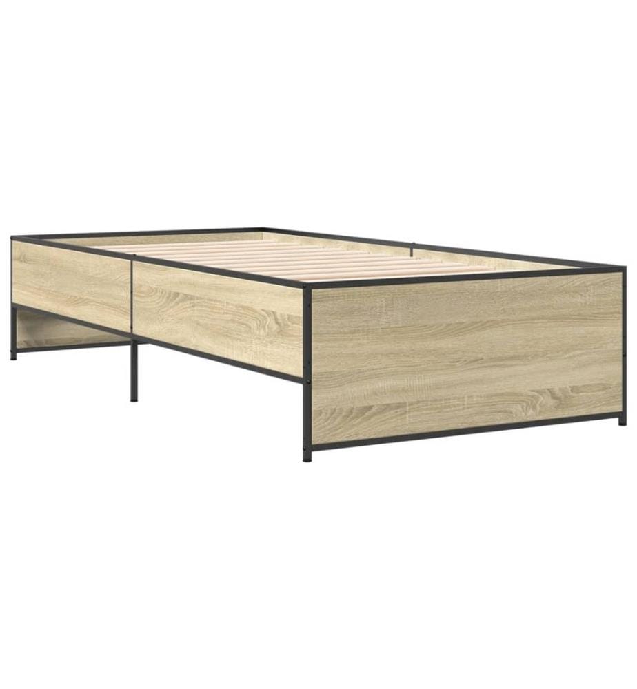 Bettgestell Sonoma-Eiche 100x200 cm Holzwerkstoff und Metall