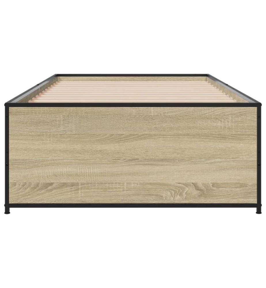 Bettgestell Sonoma-Eiche 100x200 cm Holzwerkstoff und Metall