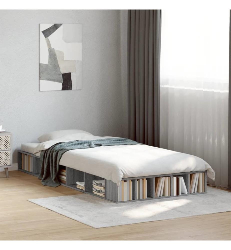 Bettgestell Grau Sonoma 100x200 cm Holzwerkstoff