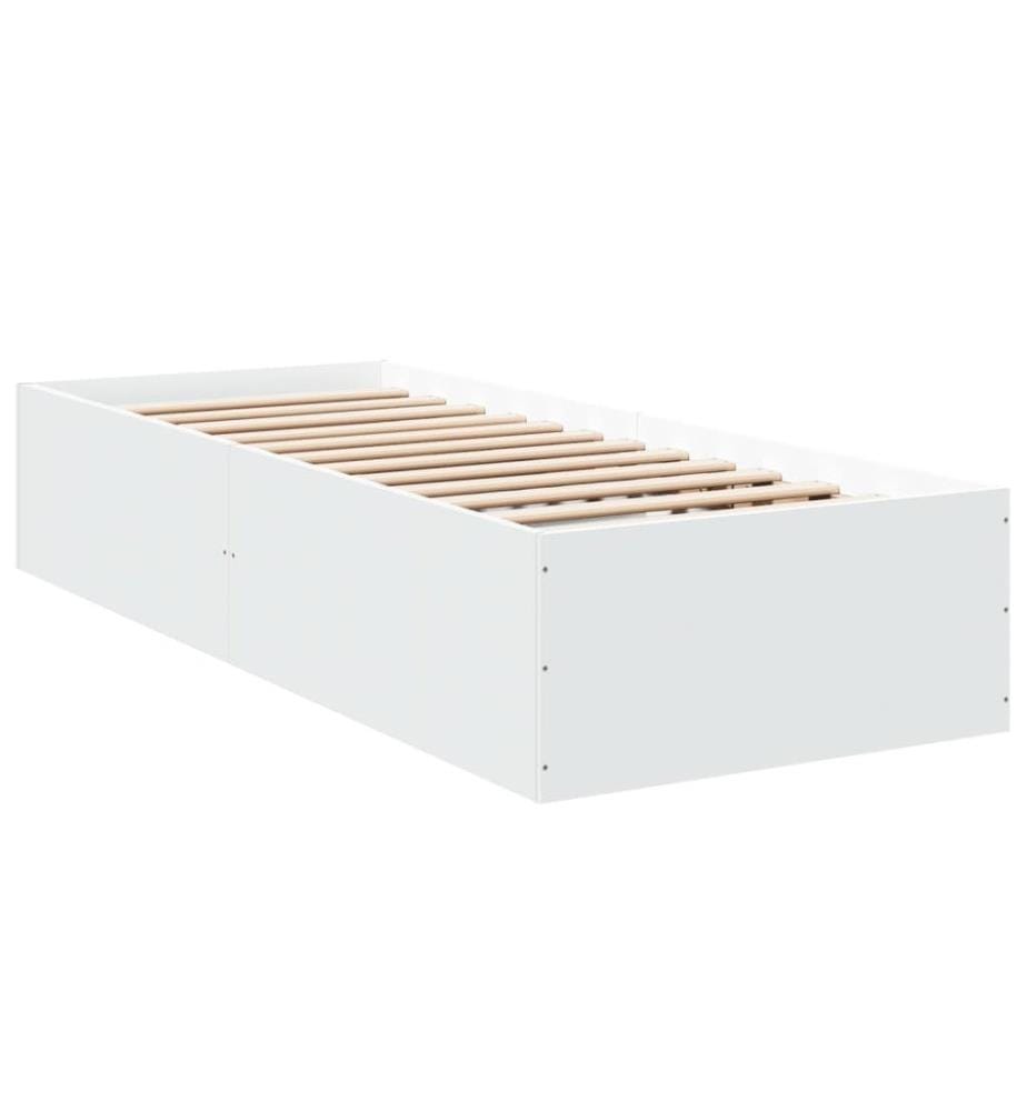 Cadre de lit blanc 90x200 cm bois d'ingénierie