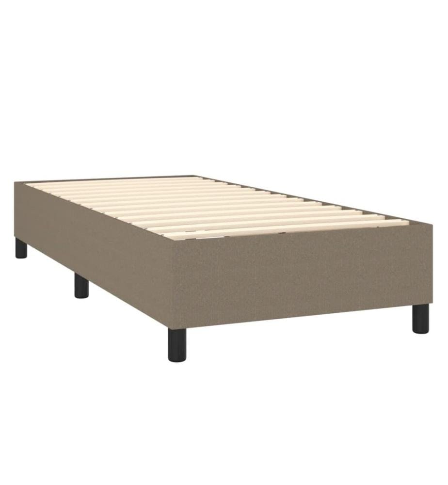 Sommier à lattes de lit matelas et LED Taupe 100x200 cm Tissu