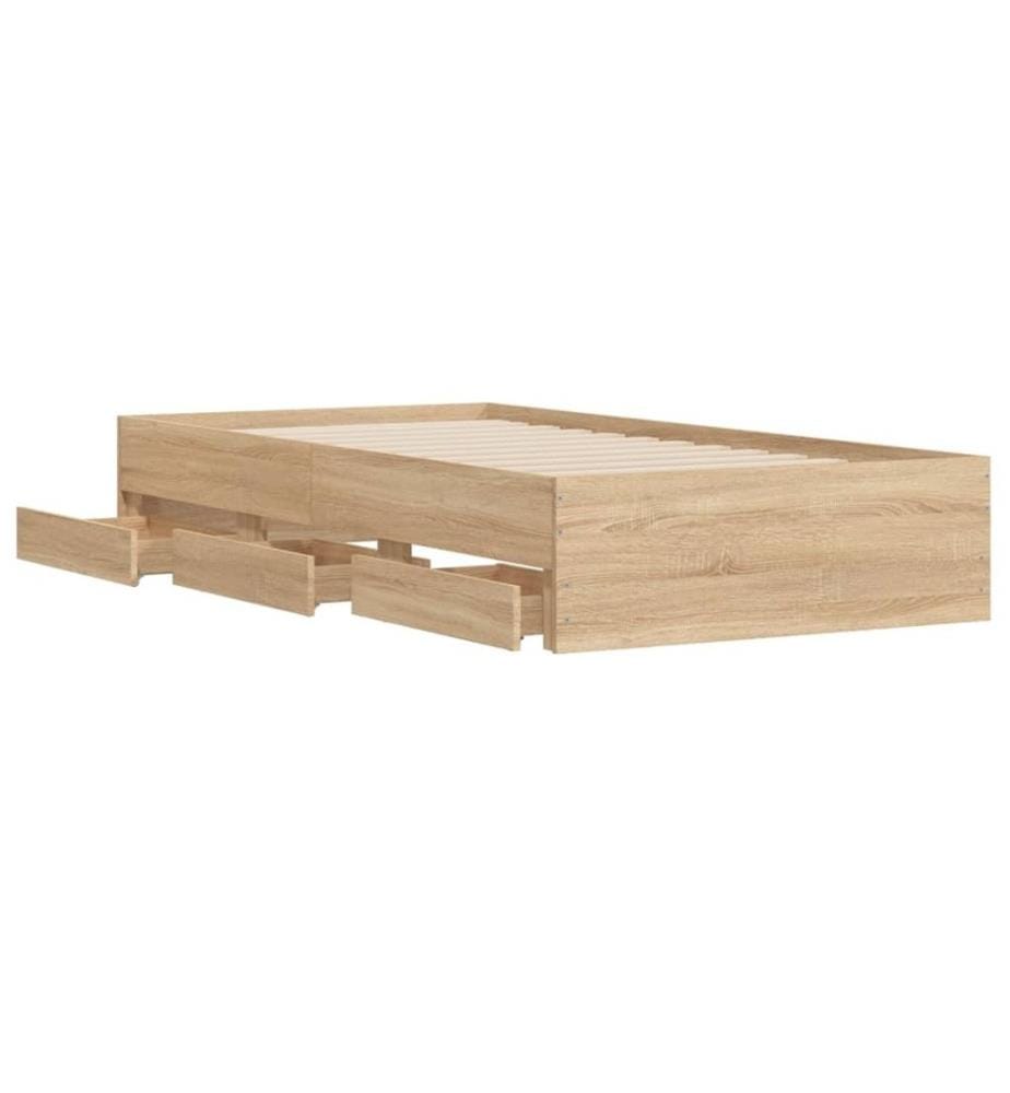 Bettgestell mit Schubladen Sonoma-Eiche 75x190 cm Holzwerkstoff