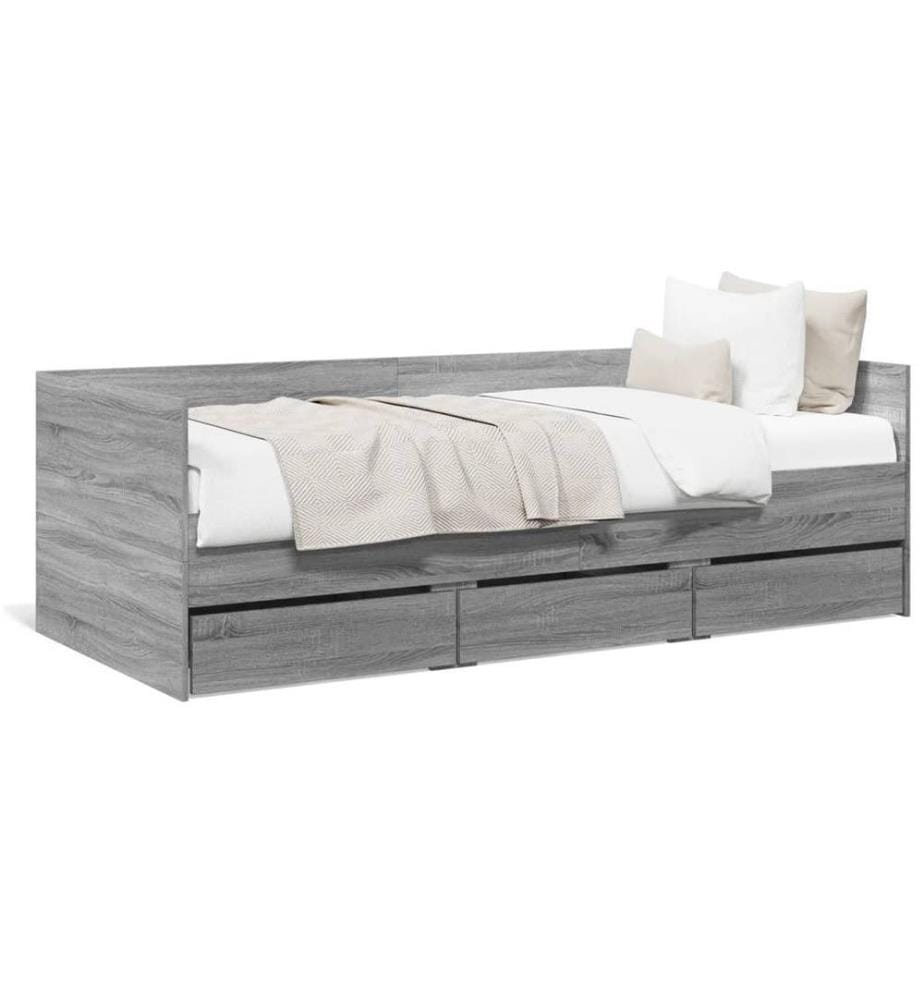 Tagesbett mit Schubladen Grau Sonoma 75x190 cm Holzwerkstoff