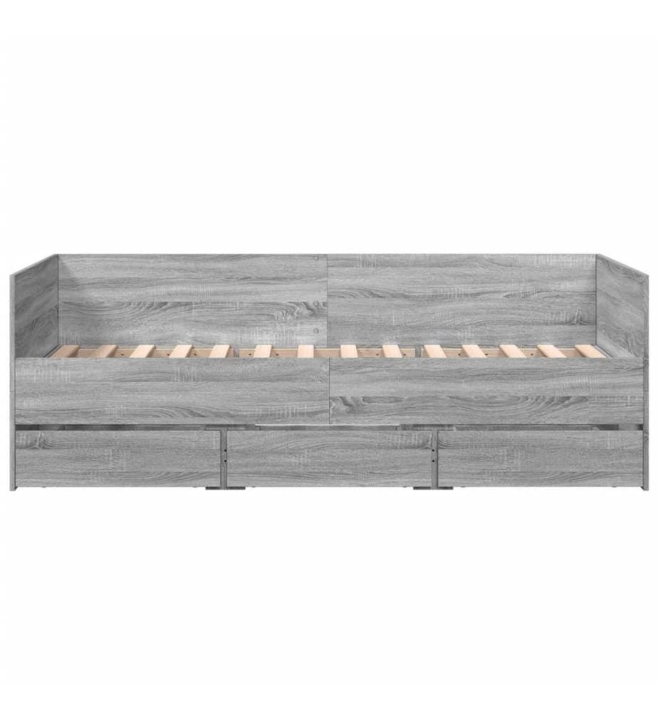 Tagesbett mit Schubladen Grau Sonoma 75x190 cm Holzwerkstoff