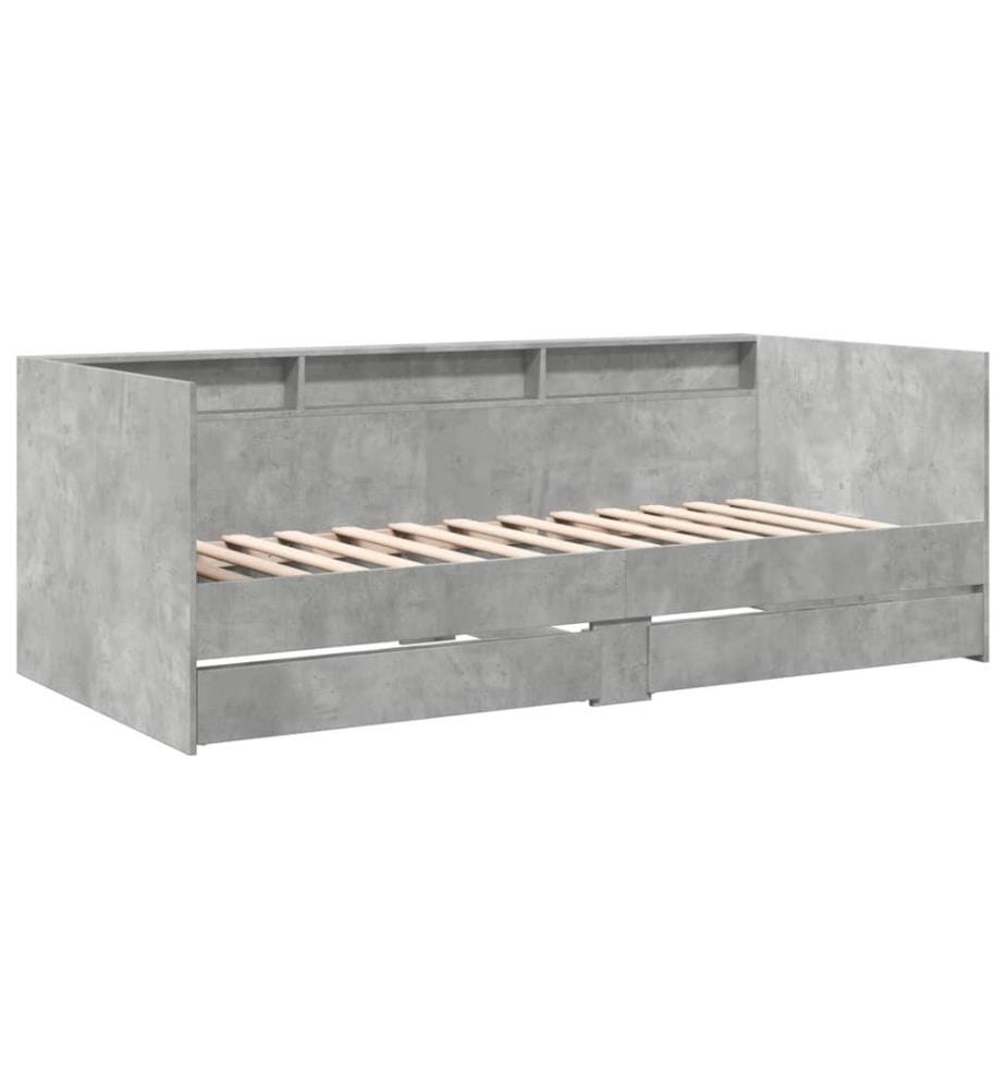 Tagesbett mit Schubladen Betongrau 100x200 cm Holzwerkstoff