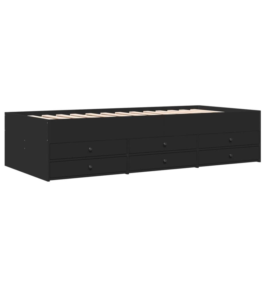 Tagesbett mit Schubladen Schwarz 100x200 cm Holzwerkstoff