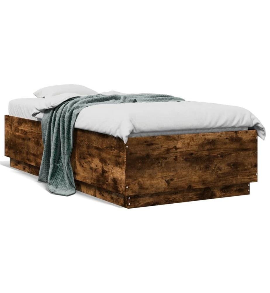 Cadre de lit chêne fumé 90x190 cm bois d'ingénierie