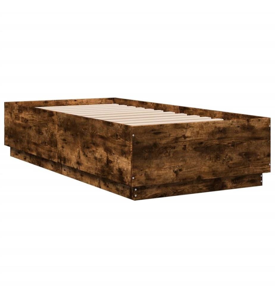 Cadre de lit chêne fumé 90x190 cm bois d'ingénierie