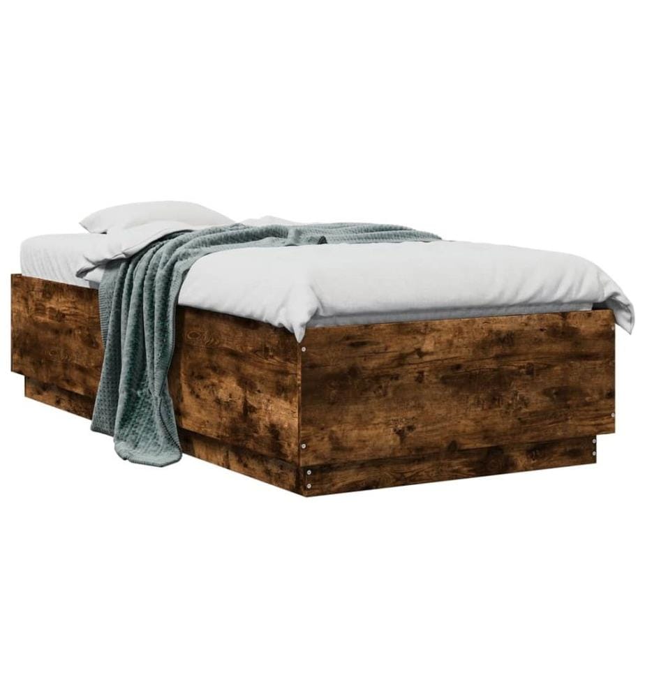 Bettgestell Räuchereiche 75x190 cm Holzwerkstoff