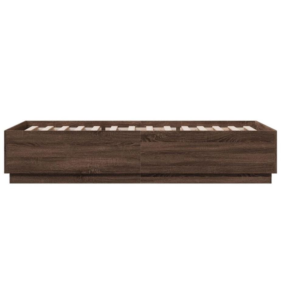 Cadre de lit chêne marron 90x200 cm bois d'ingénierie