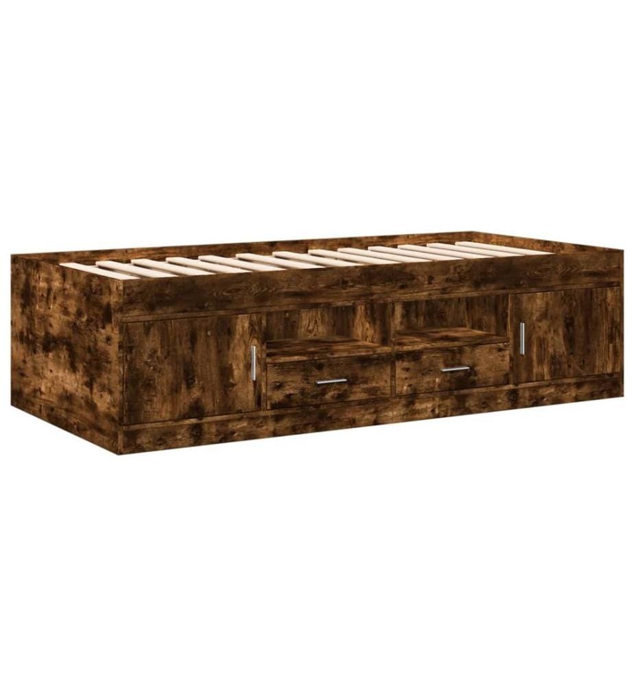 Lit de jour avec tiroirs chêne fumé 90x190 cm bois d'ingénierie
