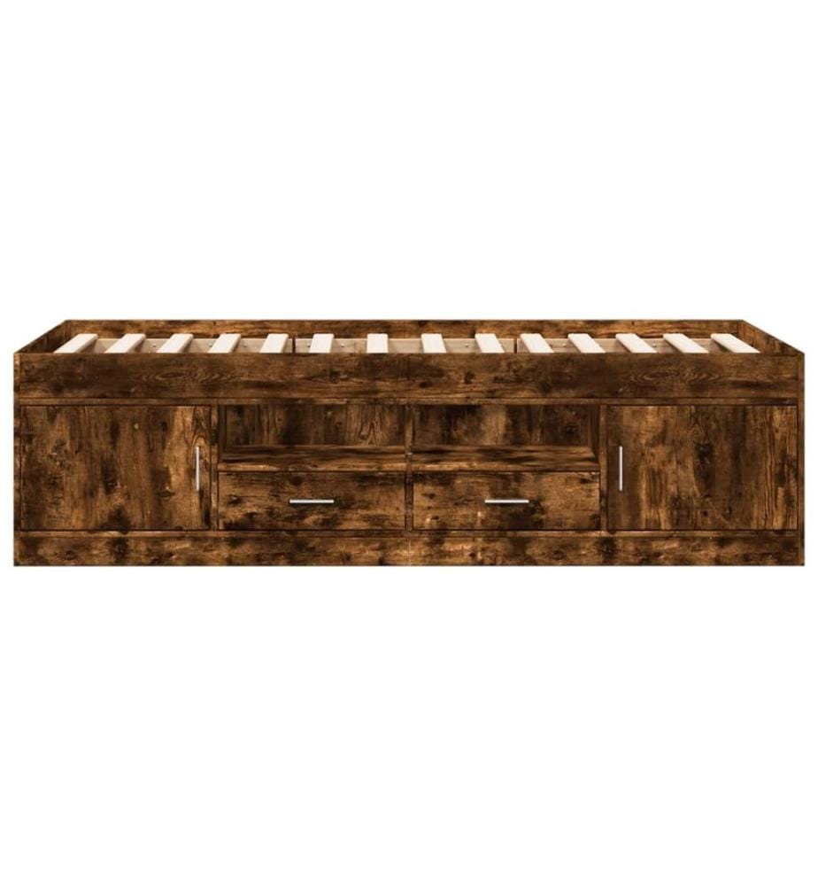 Lit de jour avec tiroirs chêne fumé 90x190 cm bois d'ingénierie