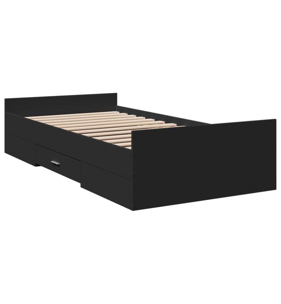 Bettgestell mit Schubladen Schwarz 75x190 cm Holzwerkstoff