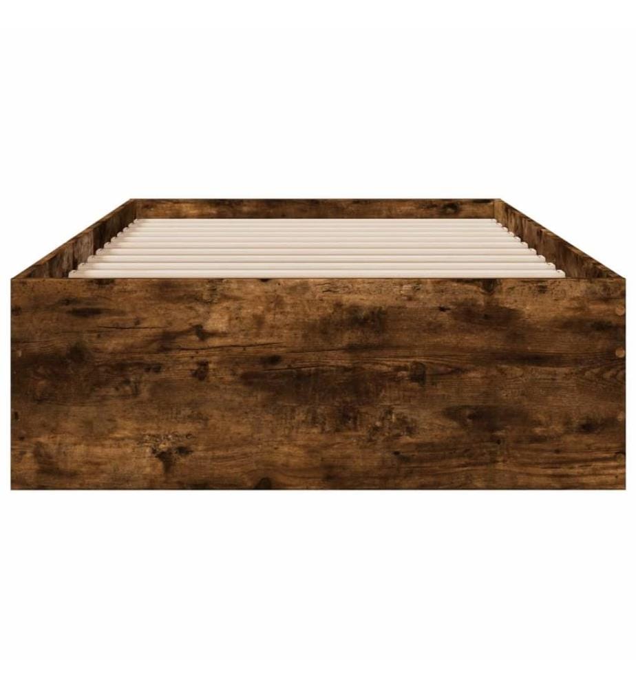Cadre de lit et tiroirs chêne fumé 90x190 cm bois d'ingénierie