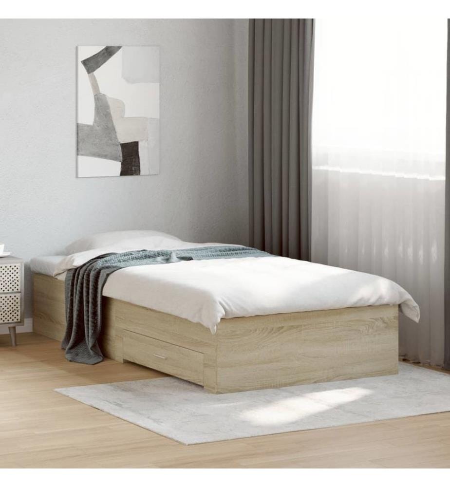 Bettgestell mit Schubladen Sonoma-Eiche 75x190 cm Holzwerkstoff