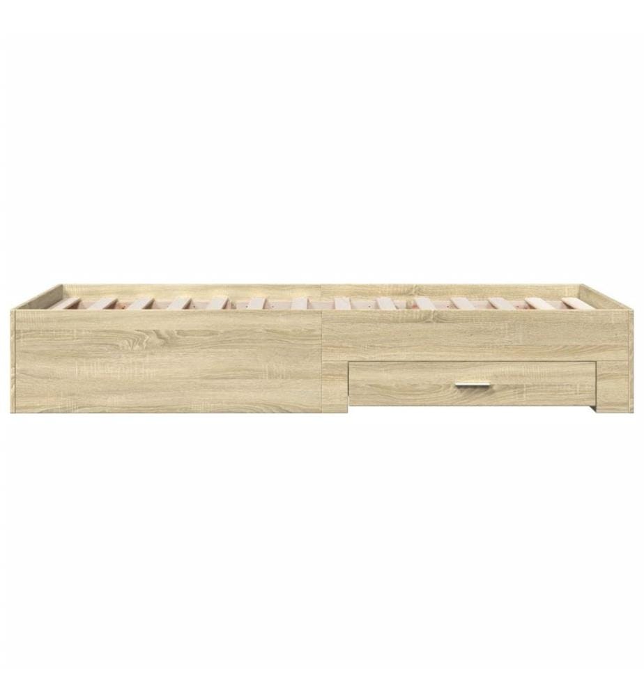 Bettgestell mit Schubladen Sonoma-Eiche 75x190 cm Holzwerkstoff