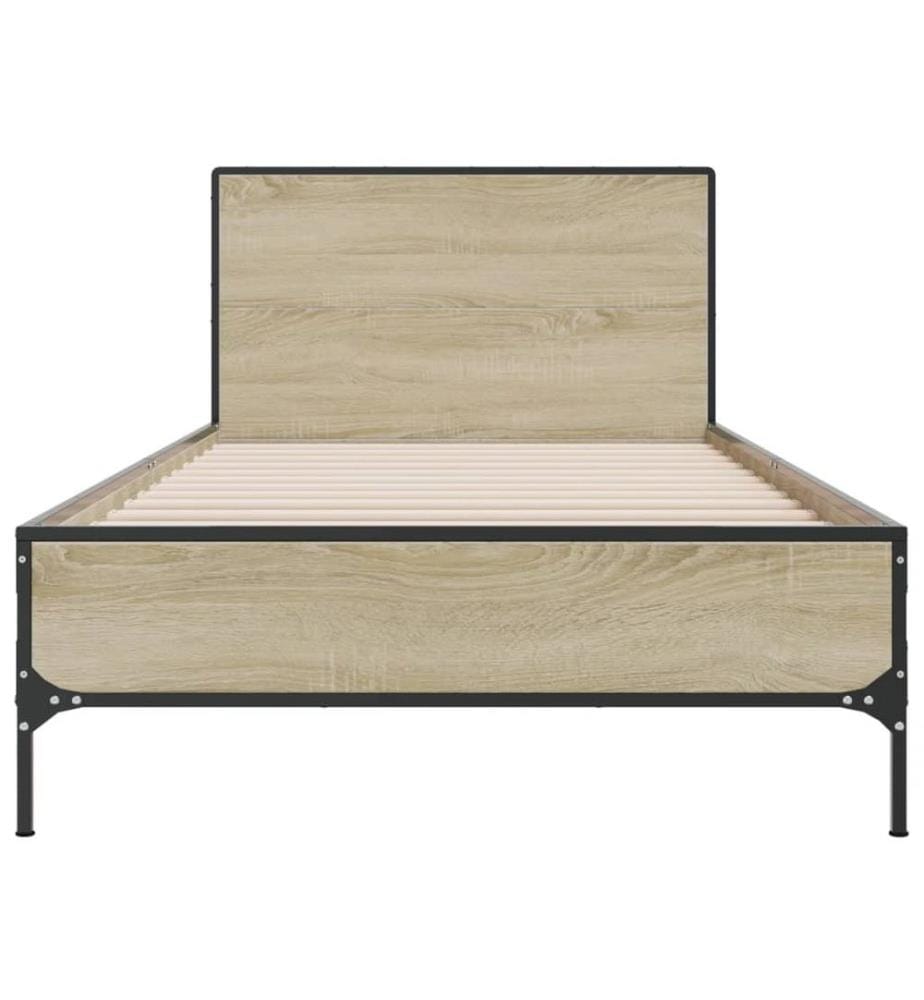 Bettgestell Sonoma-Eiche 100x200 cm Holzwerkstoff und Metall