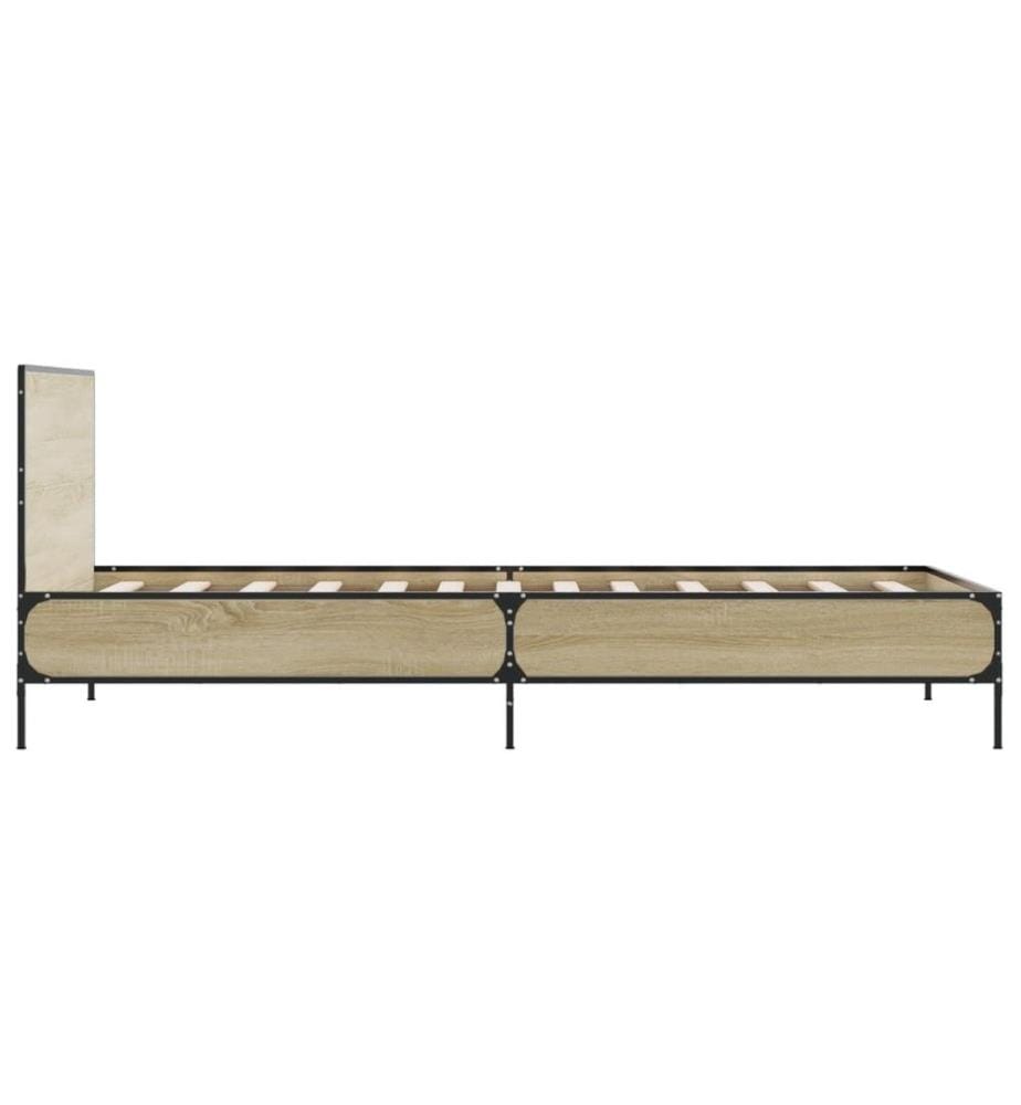 Bettgestell Sonoma-Eiche 100x200 cm Holzwerkstoff und Metall