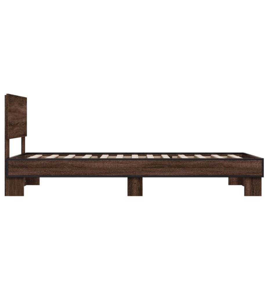 Cadre de lit chêne marron 90x200 cm bois d'ingénierie et métal