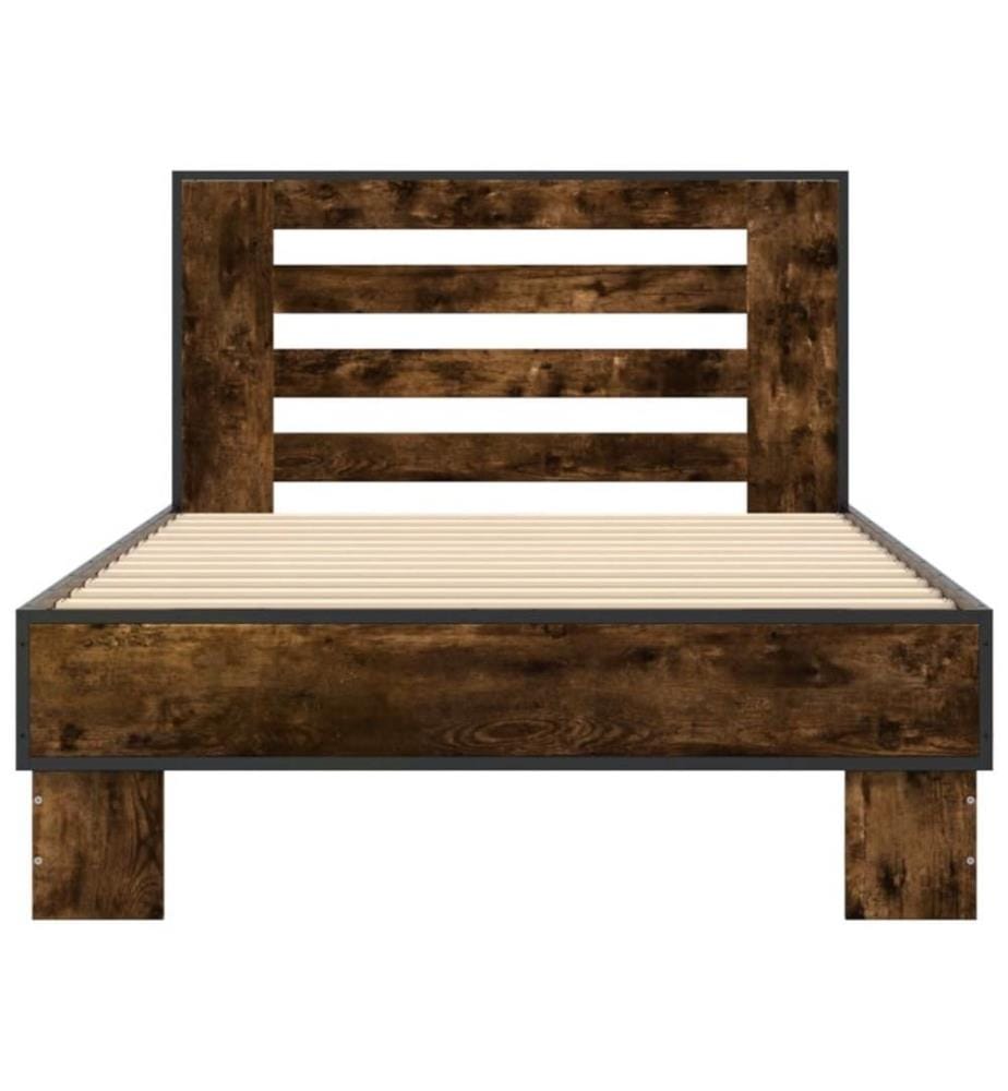 Bettgestell Räuchereiche 90x190 cm Holzwerkstoff und Metall