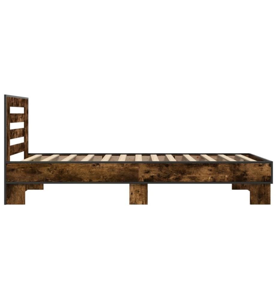 Bettgestell Räuchereiche 90x190 cm Holzwerkstoff und Metall
