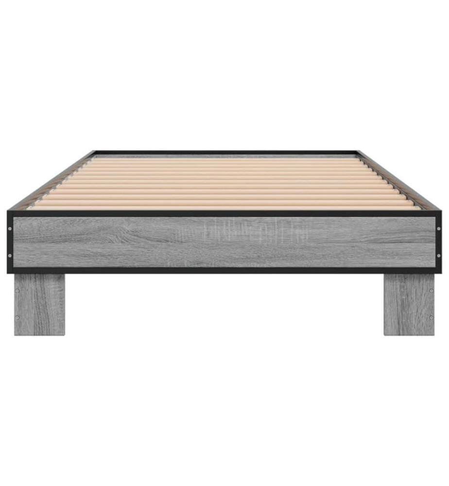 Cadre de lit sonoma gris 90x190 cm bois d'ingénierie et métal