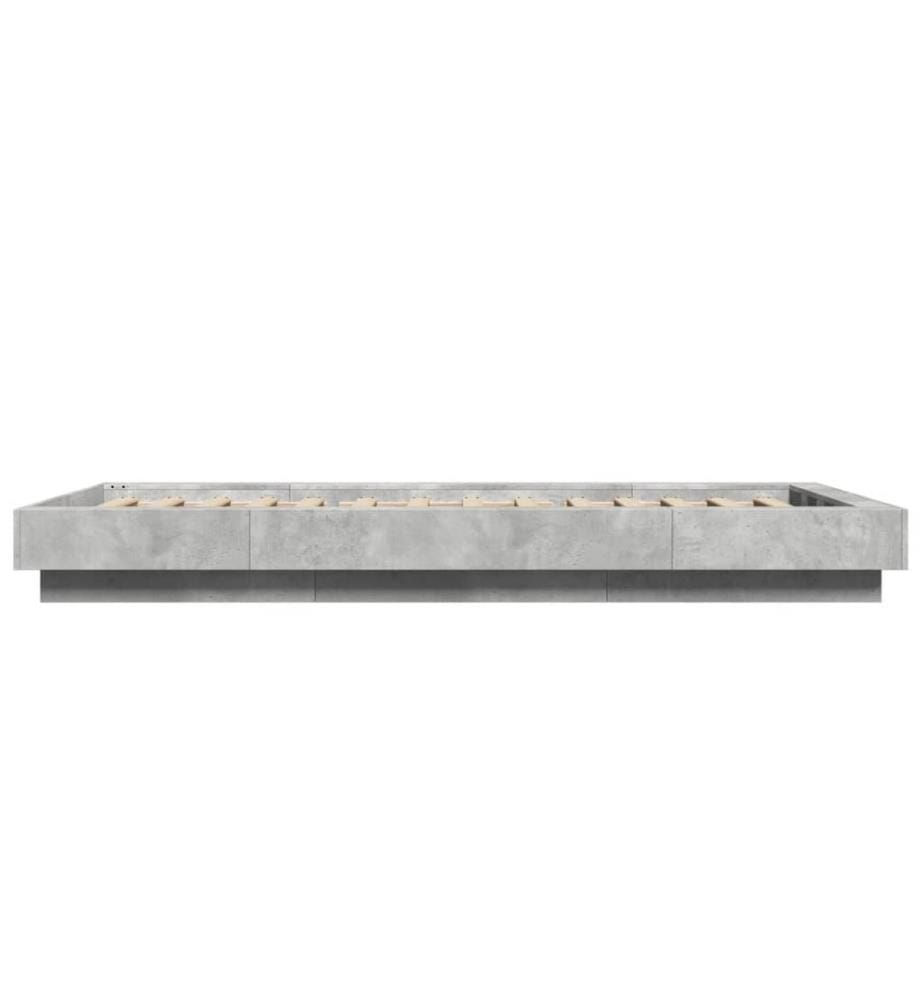 Cadre de lit gris béton 90x200 cm bois d'ingénierie